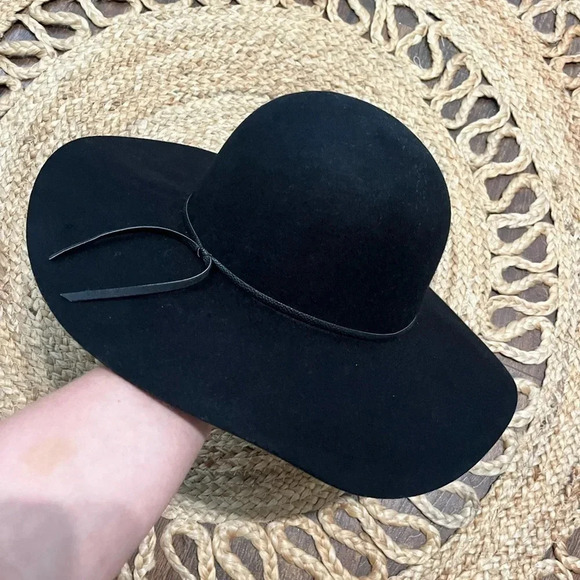 100% Wool Big Brim Hat Black - Picture 3 of 6